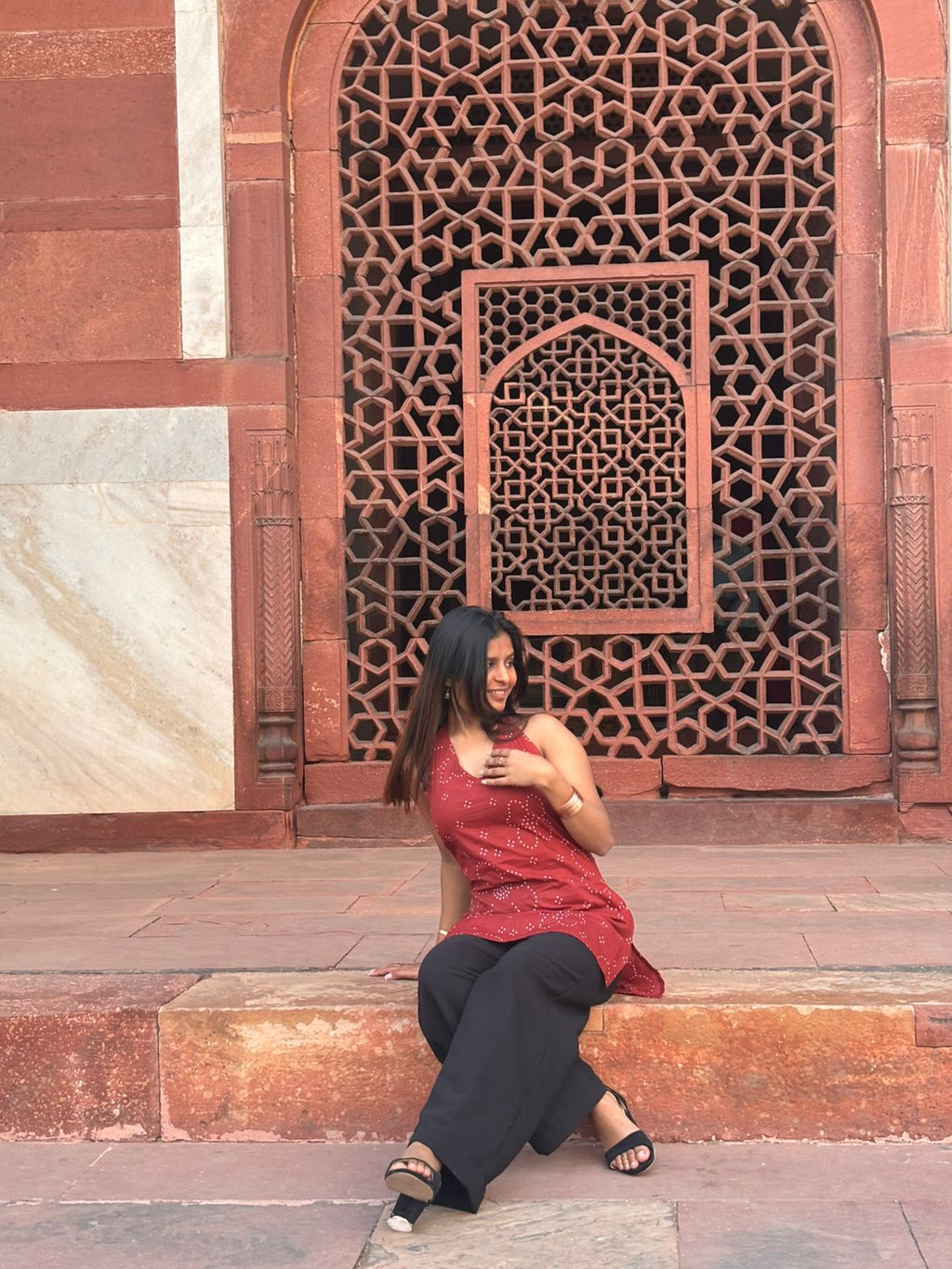 Nazakat- Deep Red Halter Kurti